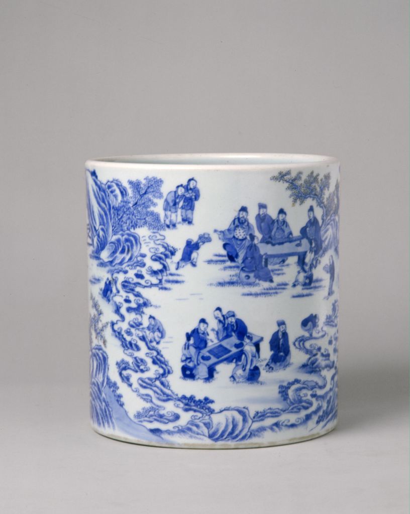 图片[1]-Blue and white “Orchid Pavilion Club” pen holder-China Archive